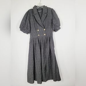 FREEMARKET Elegant Black Double-Breasted Women's Dress, Size Large